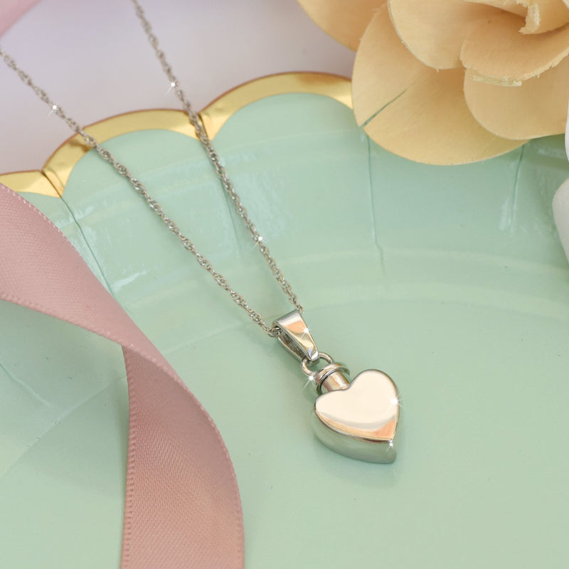 [Australia] - 925 Sterling Silver Heart Urn Necklace for Ashes Cremation Jewelry Memorial Keepsake Pendant with Funnel Kit 