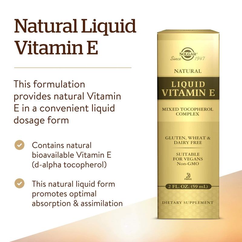 [Australia] - Solgar Natural Source Liquid Vitamin E - 59.2 ml - Protects cells from oxidative stress - Immunity Support - Easy to take liquid form - With Mixed Tocopherol Complex - Vegan 