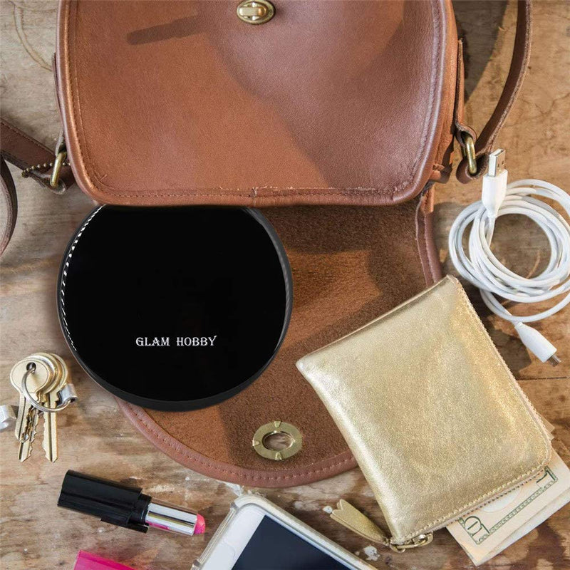 [Australia] - Travel Lighted LED Makeup Mirror 7X/1X Magnification Compact Vanity Mirror with Lights, USB Rechargeable Lighted Handheld Mirror,Dimmable Cosmetic Mirror with Touch Screen Switch,USB Charge (Black) Black 