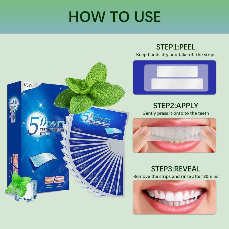 [Australia] - Teeth Whitening Strips, 28 Whitener Strips Effective Teeth Reduced Sensitivity White Strips, Clean Teeth Safely, Stains Remover for Coffee, Wine, Tobacco (14 Treatments) 