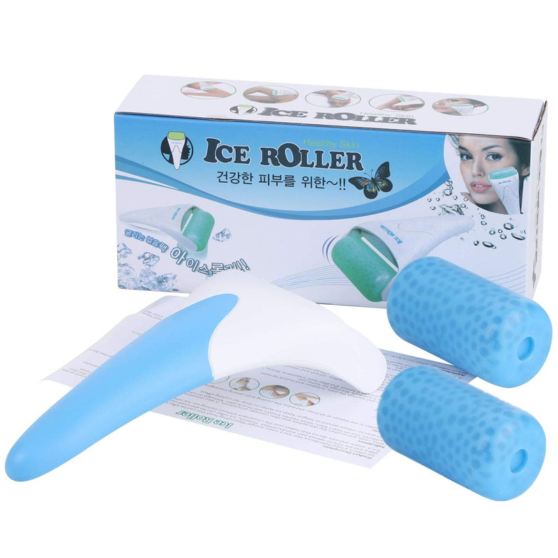 [Australia] - Ice Roller Cooling Face Massager Depuffer Tool for Migraine Pain Relief and Minor Injury Therapy Cold Freezer Tighten Pores - with Extra Roller Blue 