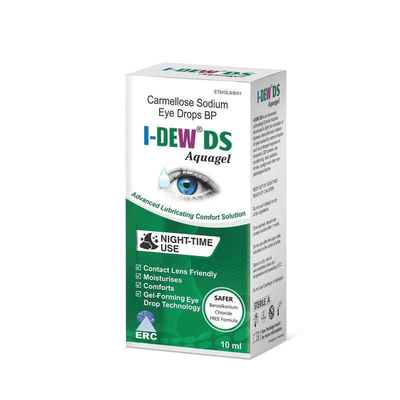 [Australia] - I-Dew DS Night-Time Aquagel Eye Drops, For Dry Eyes, Preservative-Free, Suitable for Contact Lens Users and Red Eyes, DUO PACK 10 ml (Pack of 2) 