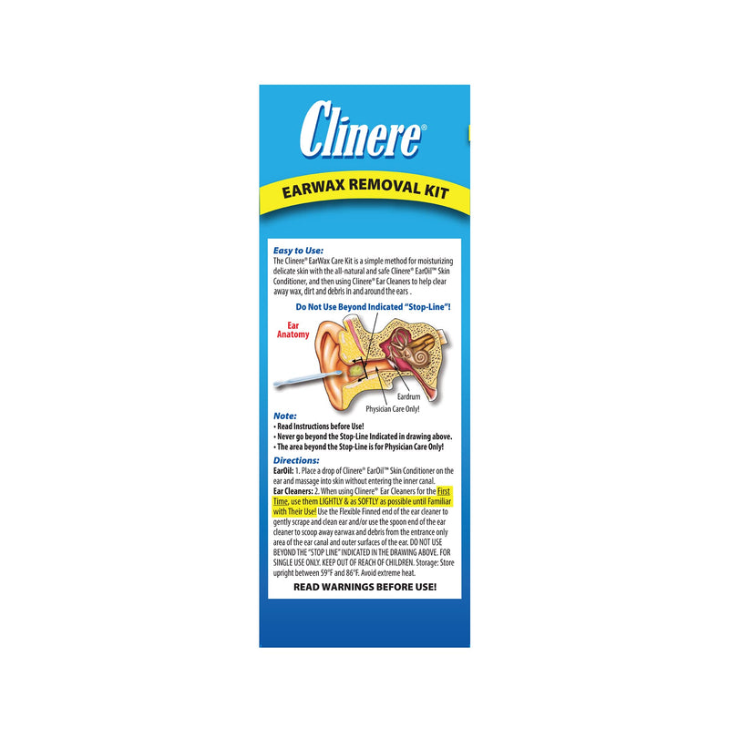 [Australia] - Clinere® Ear Oil Conditioner & Ear Cleaners Cleaning Care Kit, 12 Count Sticks & 2 x .5 Fl Oz Ear Oil, Safely and Gently Cleans Ear Canal at Home, Ear Wax Cleaner Tool, Itch Relief, Ear Wax Buildup 