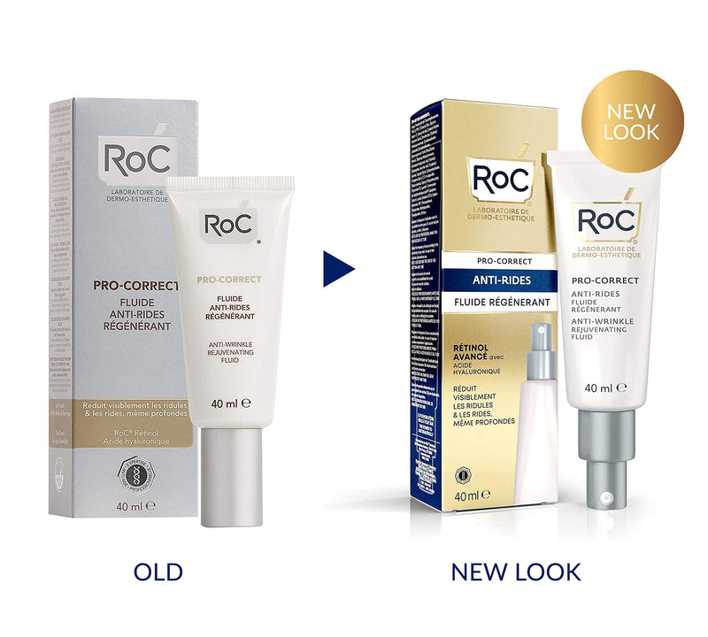 [Australia] - RoC - Retinol Correxion Pro-Correct Rejuvenating Fluid - Anti-Wrinkle and Ageing - Face Cream with Retinol and Hyaluronic Acid - 40 ml 