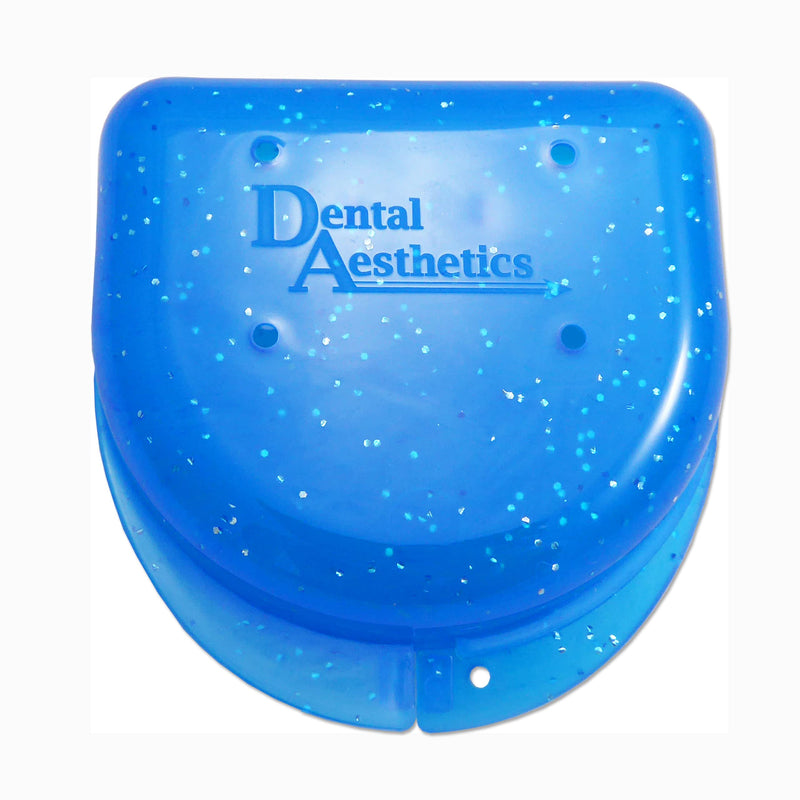 [Australia] - 2 x Gum Shield Case - Mouthguard Box for Ortho Retainers, Sports Dental Appliances, Dentures & More (Glitter Blue & Glitter Pink) Glitter Blue & Glitter Pink 