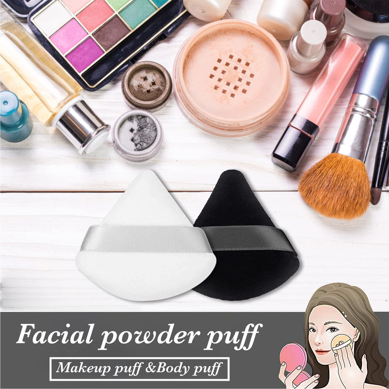 [Australia] - Powder Puff Makeup Puff Triangle Powder Puff Soft Powder Sponge Reusable Makeup Triangle Sponges with Strap （Black and White） (1 black + 1 white) 1 black + 1 white 