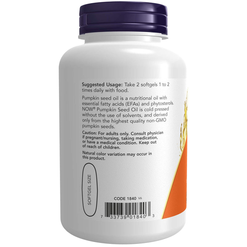 [Australia] - NOW Supplements, Pumpkin Seed Oil 1000 mg with Essential Fatty Acids and Phytosterols, Cold Pressed, 100 Softgels 