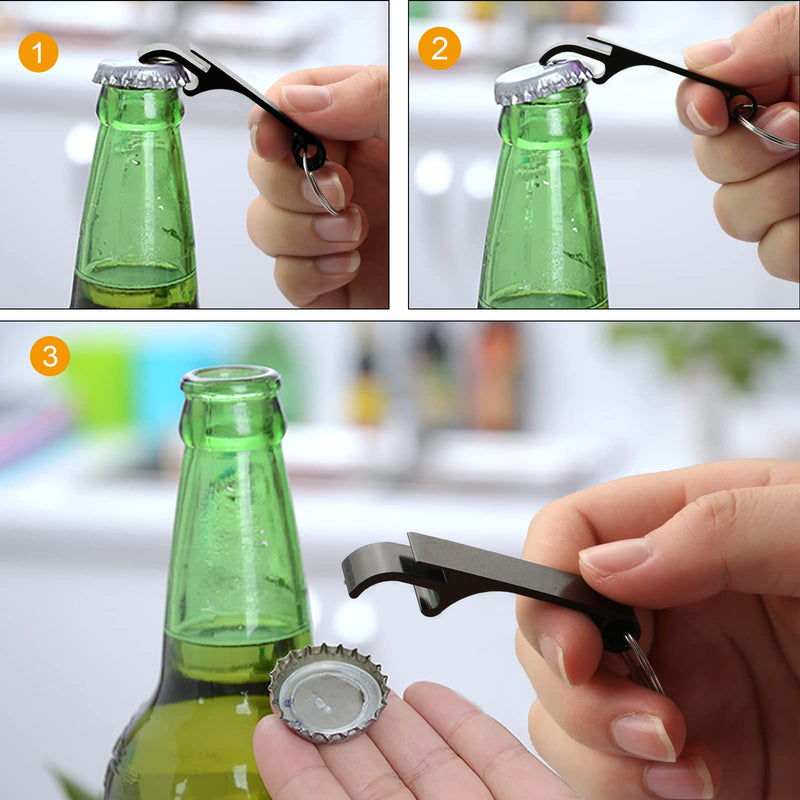 [Australia] - 6Pcs Keyring Bottle Openers for Can Beer Opener Keychain, Mini Bottle Opener for Bars, Party Present Supplies, Black and Silver 