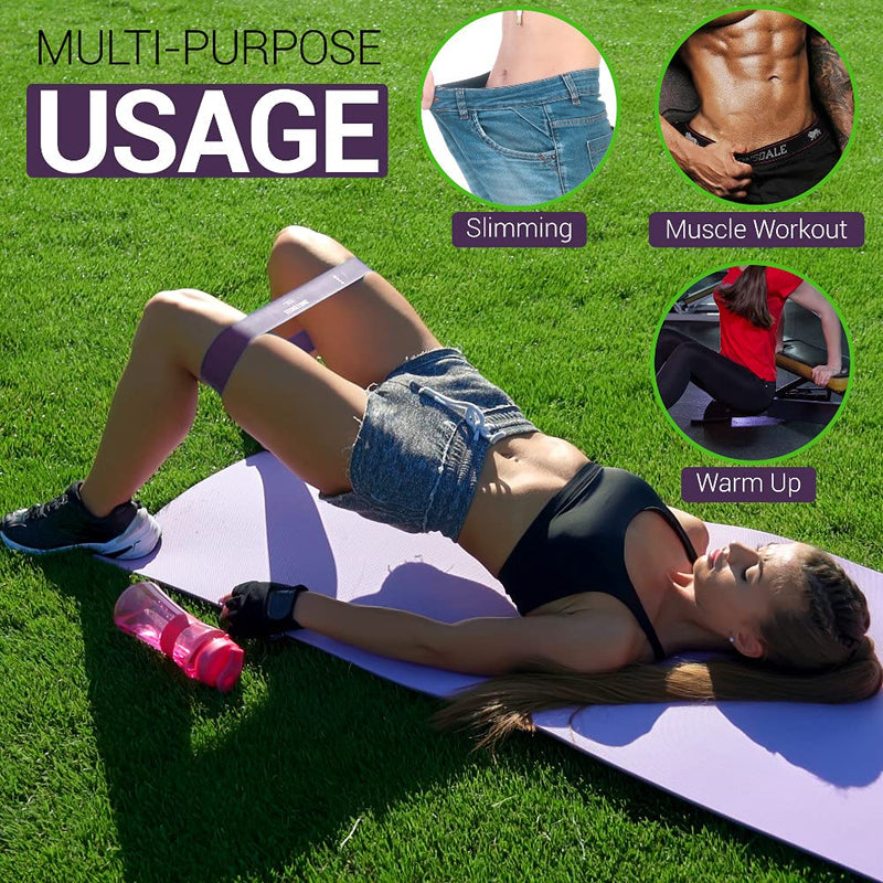 [Australia] - TechStone Resistance Bands Set for Men and Women, Pack of 5 Different Resistance Levels Elastic Band for Home Gym Long Exercise Workout – Great Fitness Equipment for Training, Yoga – Free Carrying Bag Purple 
