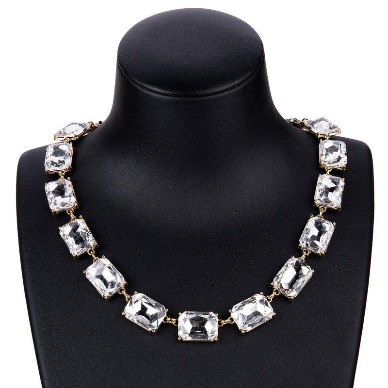 [Australia] - DL DiLiCa Women Statement Acrylic Crystal Necklace, Girl Novelty Costume Chain Bib Necklace Jewelry Champagne 