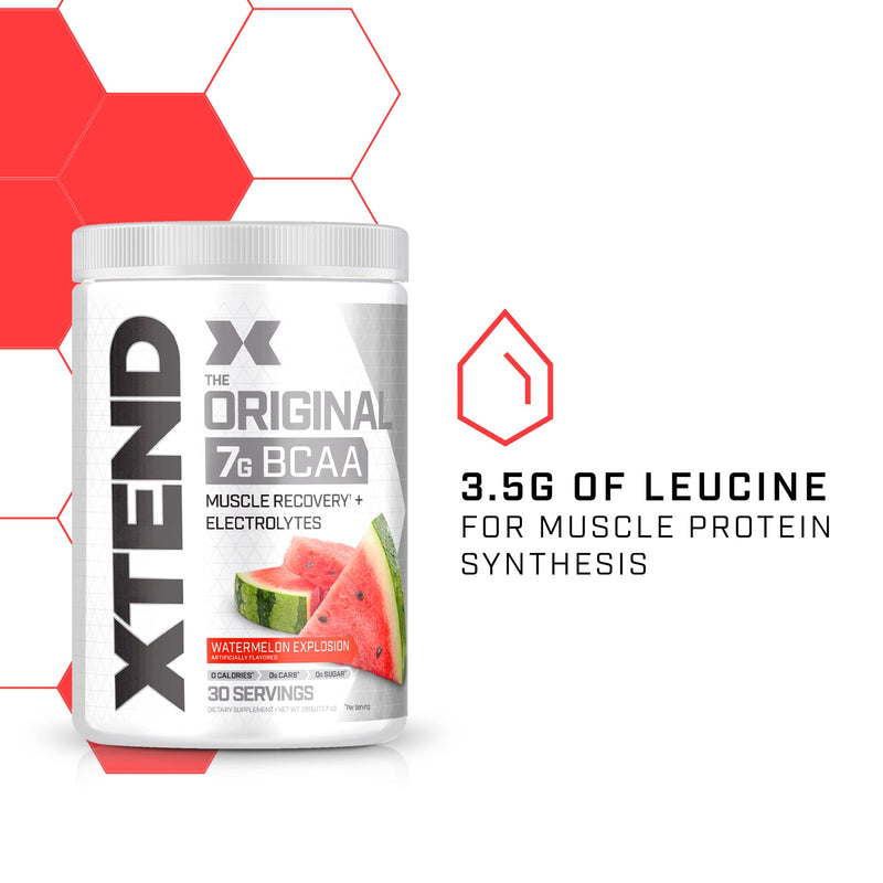 [Australia] - XTEND Original BCAA Powder Watermelon Explosion - Sugar Free Post Workout Muscle Recovery Drink with Amino Acids - 7g BCAAs for Men & Women - 30 Servings 30 Servings (Pack of 1) 