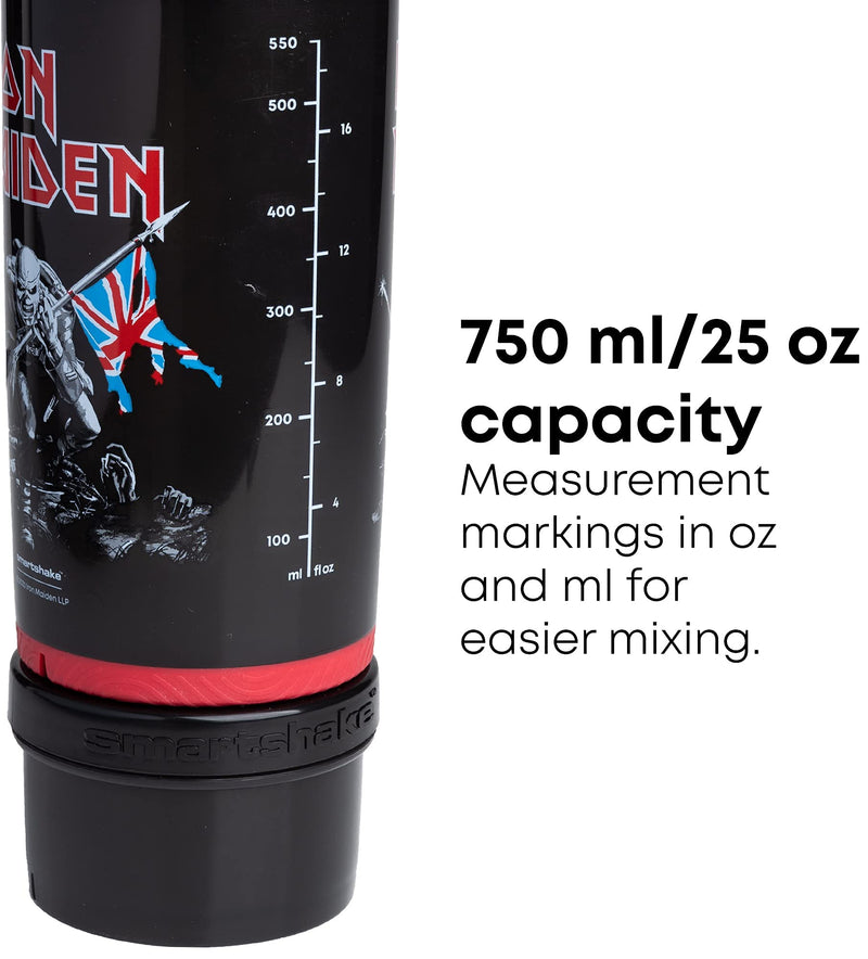 [Australia] - Smartshake Revive Protein Shaker Bottle With Storage 750ml – Iron Maiden Gifts Merchandise Shake Cups for Protein Shakes, Guitar Gifts for Men, Rock Band Collection 