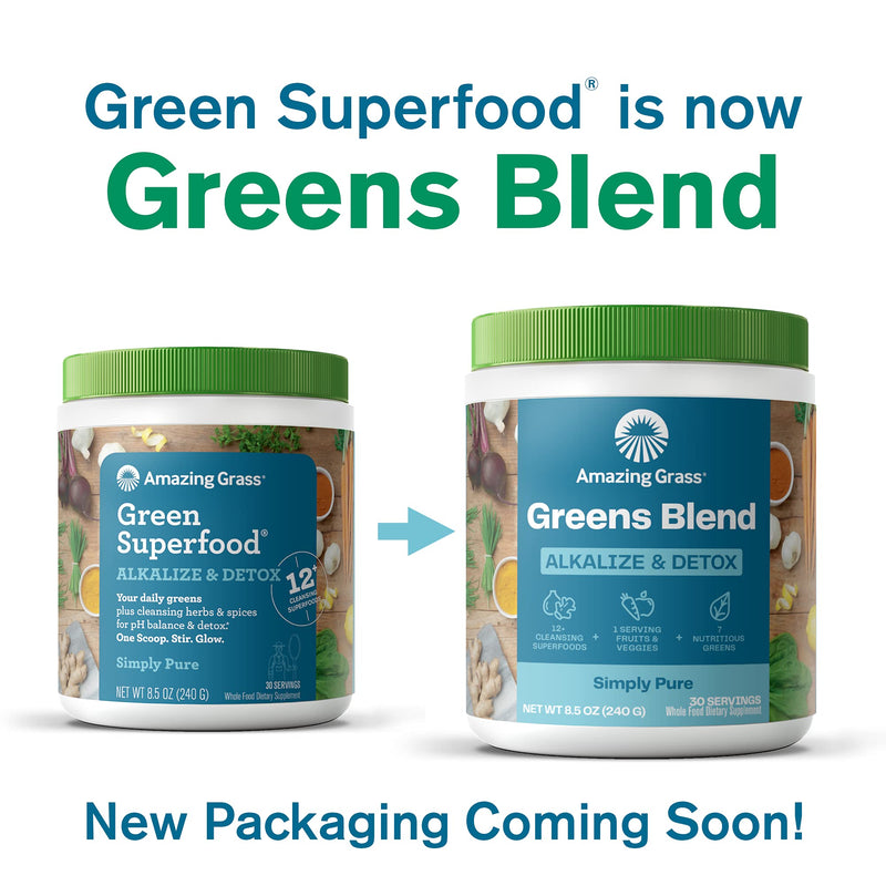 [Australia] - Amazing Grass Greens Blend Alkalize & Detox: Smoothie Mix, Cleanse with Super Greens Powder, Beet Root Powder, Digestive Enzymes, Prebiotics & Probiotics, 30 Servings (Packaging May Vary) 30 Servings (Pack of 1) 