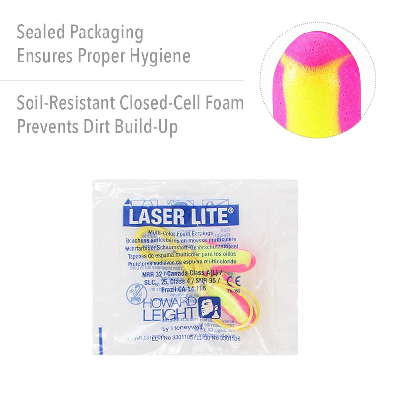 [Australia] - Howard Leight by Honeywell Laser Lite High Visibility Disposable Foam Earplugs, 100-Pairs, Pink/Yellow, LL-30 