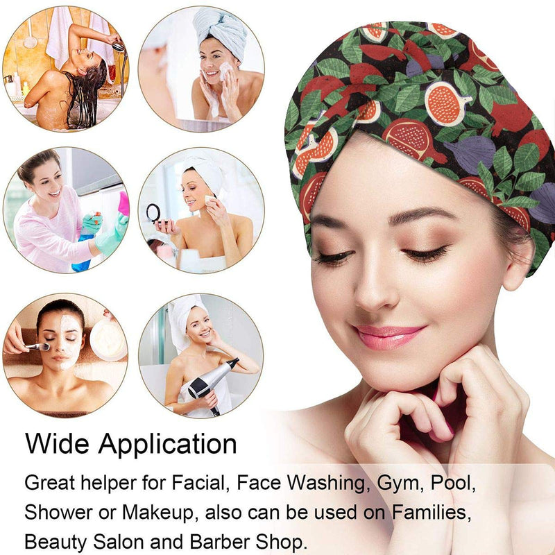 [Australia] - Pomegranate Shower Caps for Women - Strong Water Absorption, Reusable Shower Caps 