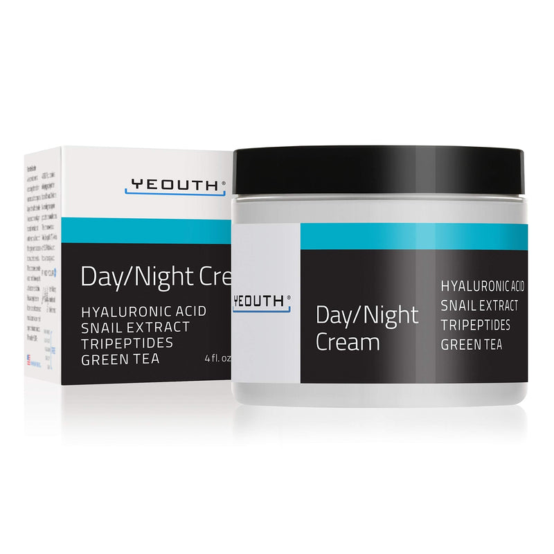 [Australia] - YEOUTH Day Night Moisturizer for Face with Snail Extract, Hyaluronic Acid, Green Tea, and Peptides, Anti Aging Day Cream or Night Cream Moisturizer for Dry Skin, (4oz) 113.4 g (Pack of 1) 