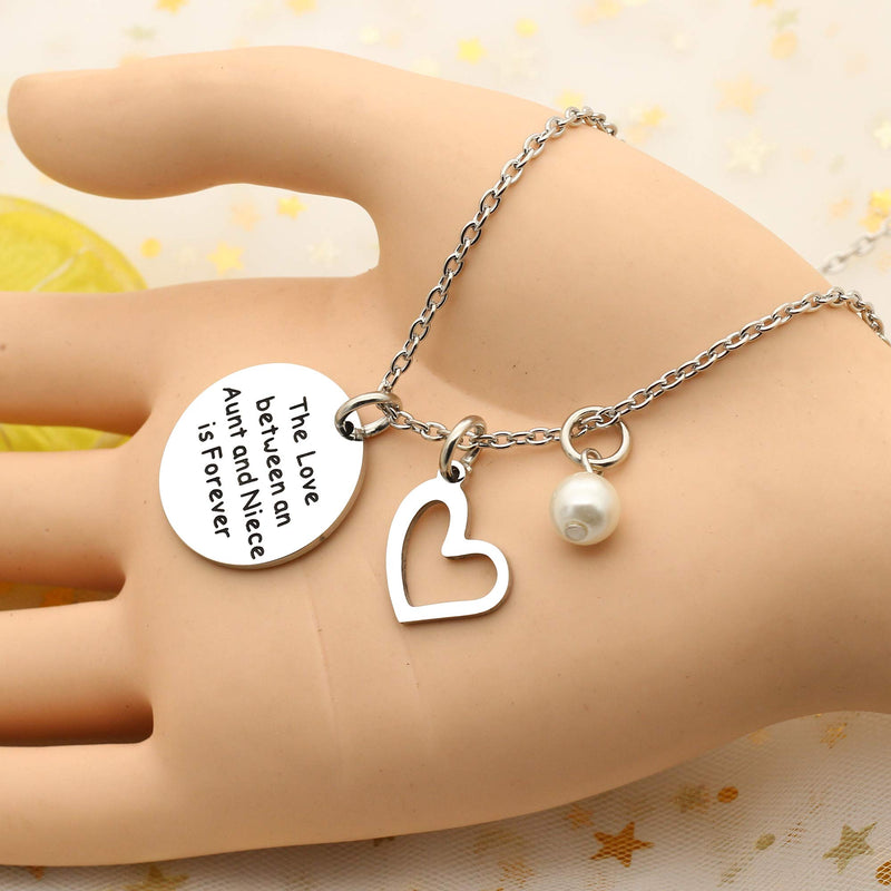 [Australia] - Aunt Niece Pendant Necklace Love Heart Pearl - The Love Between an Aunt and Niece is Forever 