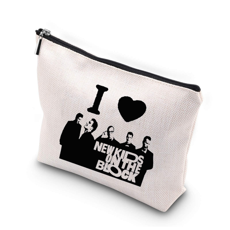 [Australia] - Novelty Inspired Cosmetic Bag I Love New Kid On Black Gift for Women Kids On The Block Cosmetic Bag 