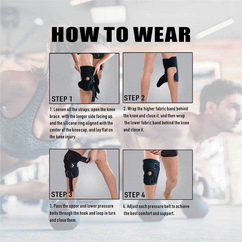 [Australia] - Decompression Knee Brace, Stable Support of The Knee, Effective Relief of ACL, Arthritis, Meniscus Tear, Tendinitis Pain, Adjustable Compression Band, Suitable for Men and Women Large-Most people fit size 17"-22" 