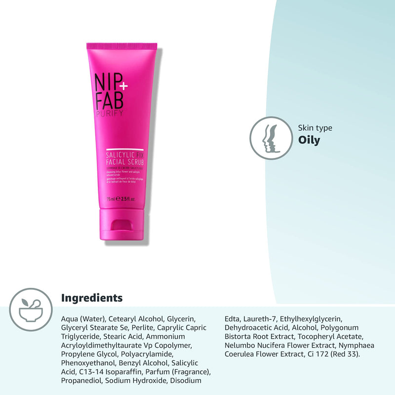 [Australia] - cNip + Fab Salicylic Acid Fix Scrub for Face with Vitamin E and Volcanic Rock Exfoliating Facial Cleanser Exfoliant for Pores and Oil Control, 75 ml 