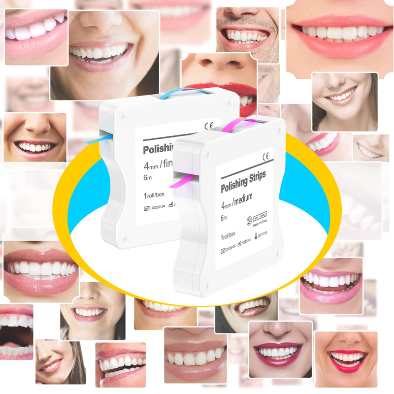 [Australia] - AISEELY Dental Polishing Strips, 1Pc Whitening Strip, 4mm Tooth Sandpaper Thickness Teeth Resin Tooth Interdental Grinding Tool, 6m/Rolls/Box (Blue-Fine) Blue 