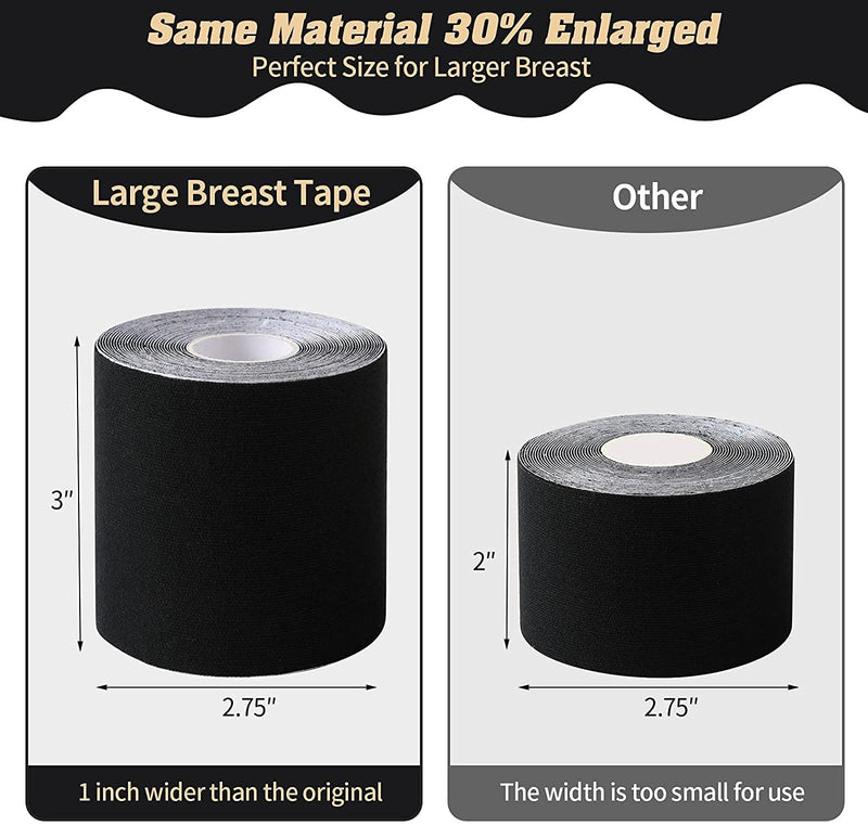 [Australia] - Medimama Breast Lift Tape 16ft x 3", Boob Tape with Reusable Lace Nipple Cover, Boobytape Bob Tape Adhesive Bra Tape Black 