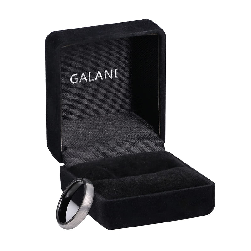 [Australia] - GALANI 4mm Black Tungsten Ring for Men Women Silver Brushed Wedding Engagement Bands Dome Style Comfort Fit Size 5-12 