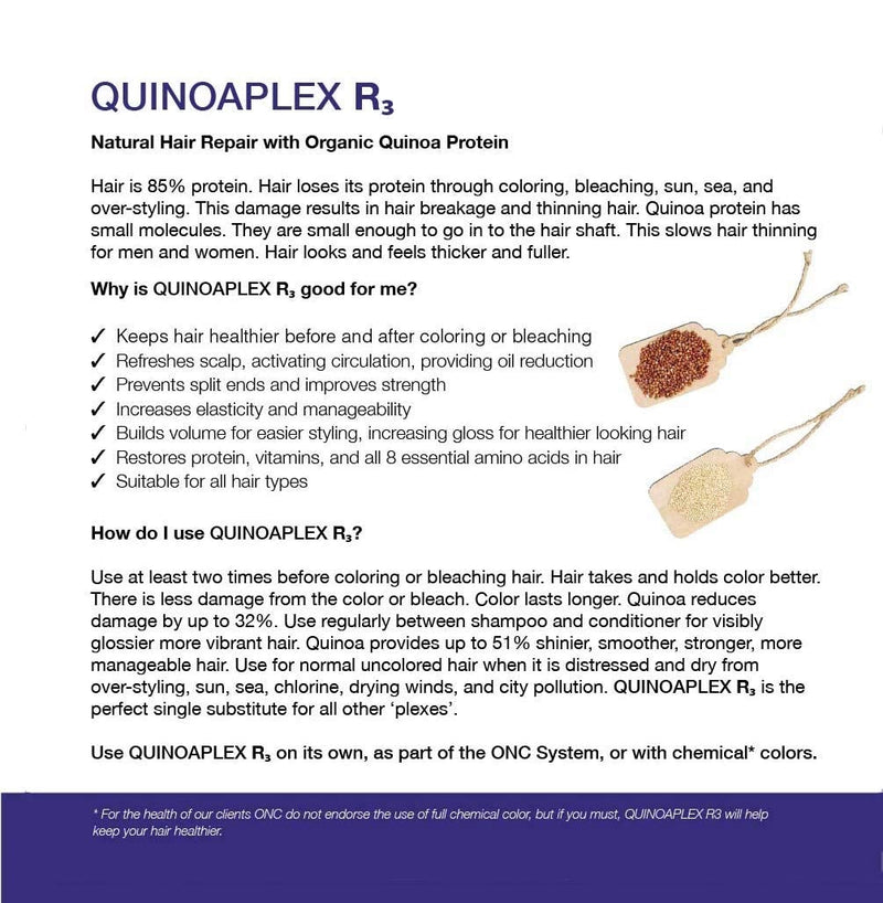 [Australia] - ONC QUINOPLEX R3 Hair Repair, Treatment with Protein, One-Step Process, GMO & Gluten-Free, Refreshes Scalp, Builds Volume, Prevents Split Ends, 6G-4TVO-HCV8, 125 ml 125 ml (Pack of 1) 
