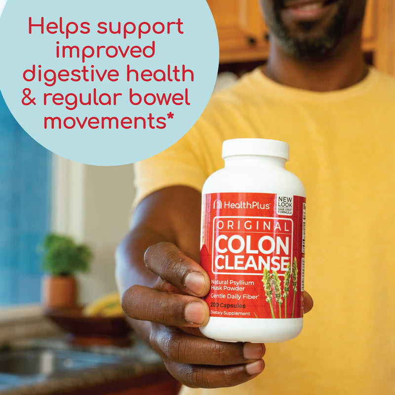 [Australia] - Health Plus Colon Cleanse - Natural Daily Fiber - Gluten Free, Detox, Heart Healthy (200 Capsules, 33 Servings) 