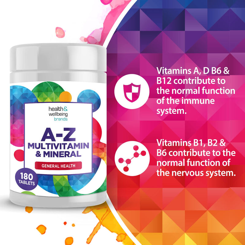 [Australia] - A-Z Multivitamin and Minerals 180 Tablets, Vitamins for Men's and Women's, 23 High Strength Vitamins and Minerals Including Iron, Zinc Vitamin C and More (180) 