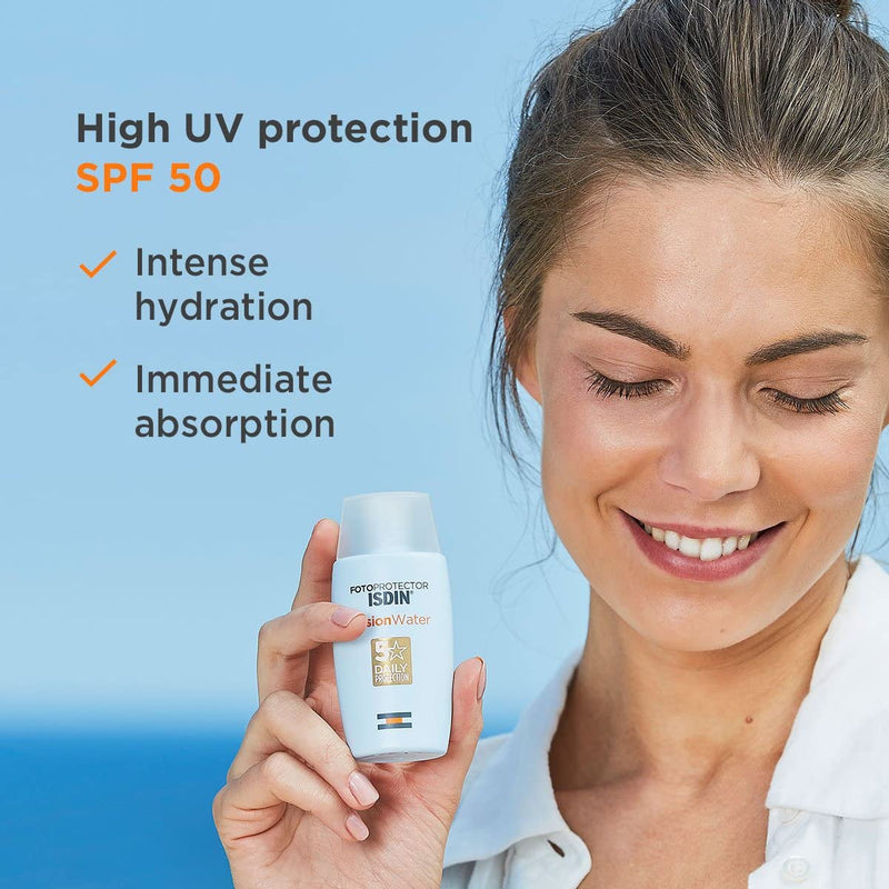 [Australia] - ISDIN Fusion Water SPF 50 50ml | Daily facial sun cream | Ultra-light texture,50 ml (Pack of 1) 