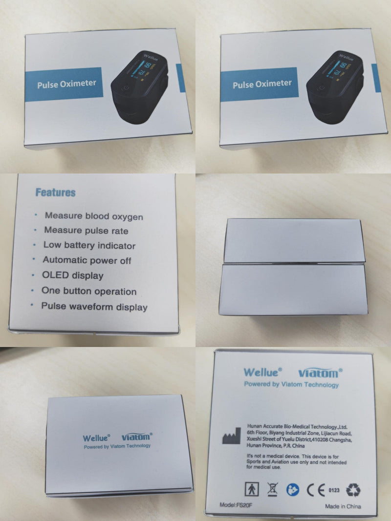 [Australia] - Wellue Fingertip Pulse Oximeter, Blood Oxygen Saturation Monitor with Batteries for Wellness Use Bluetooth FS20F, Black 
