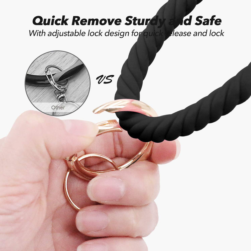 [Australia] - Idakekiy Key Chain, Silicon Wristlet Keychain Bangle Keyring Bracelet Holder for Women Girl Black 