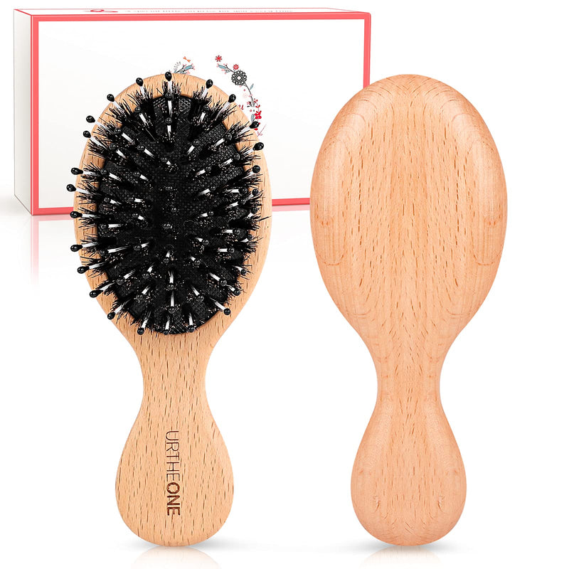 [Australia] - Hair Brush Mini Boar Bristle Hairbrush Pocket Travel Small Paddle Hair Brush for Men Women Kids for Thick Curly Thin Long Short Wet or Dry Hair Detangle Massage Add Shine Black1 