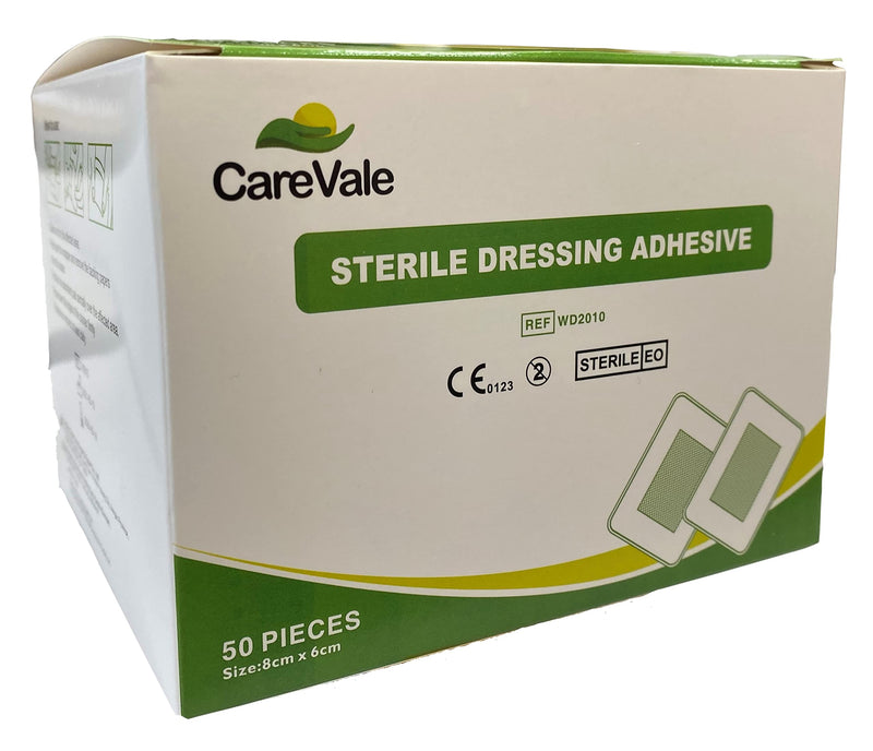 [Australia] - CareVale Adhesive Sterile Dressings - First Aid Plasters Cuts & Wounds, Burns (10 X 8 CMS Box of 50) 10 X 8 CMS Box of 50 