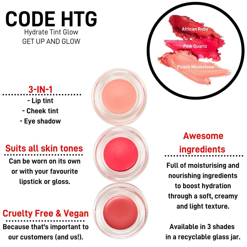 [Australia] - CODE Beautiful Lip and Cheek Tint | Lip and Cheek Blush |Tinted Balm | Cream Blush | Lip Tint | Cheek Tint | Vegan & Cruelty Free | HTG Hydrate Tint Glow (African Ruby) African Ruby 