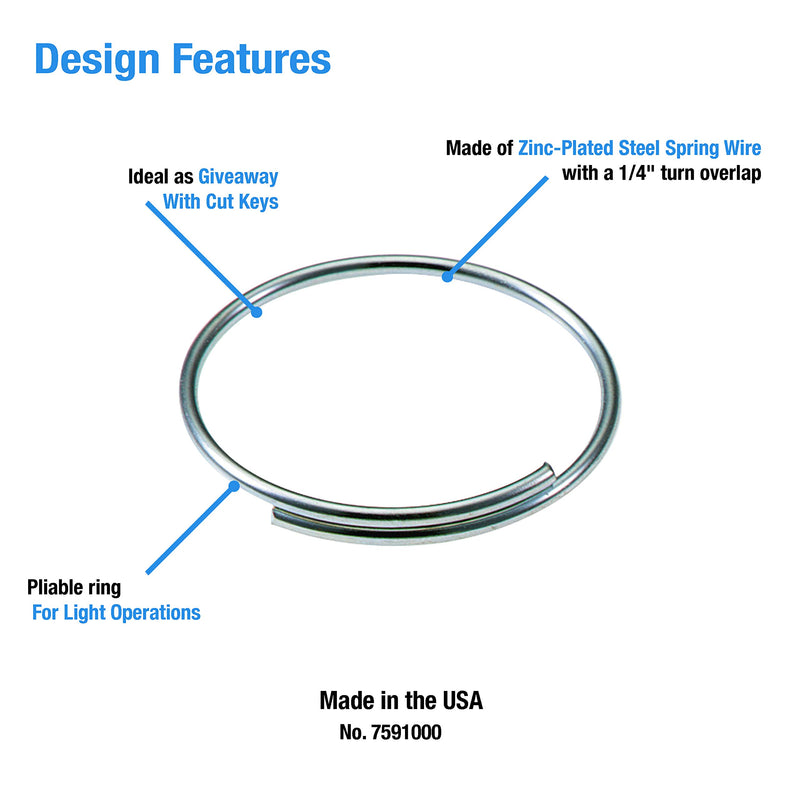 [Australia] - Lucky Line Easy Key Give-A-Way Key Ring, 1" Diameter, 1000 per Pack (7591000), Silver 