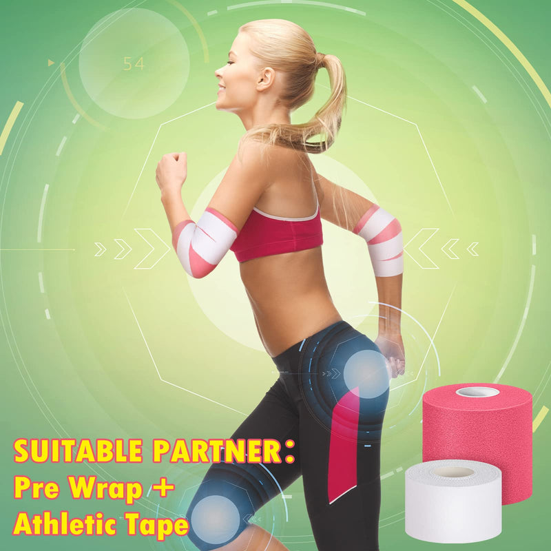 [Australia] - 4 Rolls White Athletic Wrap Tape and Red Foam Prewrap Kit Ankle Wrist Tape Sports Tape Foam Underwrap for Climbing Boxing Football Trainers, 2.75 Inch x 89 Feet, 1.5 Inch x 33 Feet 