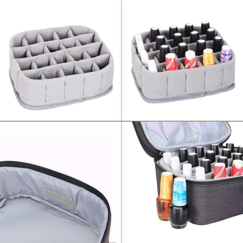 [Australia] - Luxja Nail Polish Carrying Case - Holds 20 Bottles (15ml - 0.5 fl.oz), Double-layer Bag for Nail Polish and Manicure Tools, Black Hold 20 Bottles(15ml) 