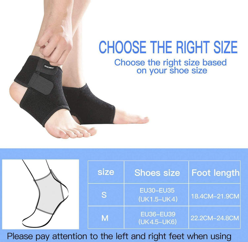 [Australia] - ONTYZZ Kids Ankle Bandage 1 Pair Adjustable Ankle Brace Protect Elastic Children Ankle Support for Football Basketball Cycling Running Dancing Ankle Guards M Black 