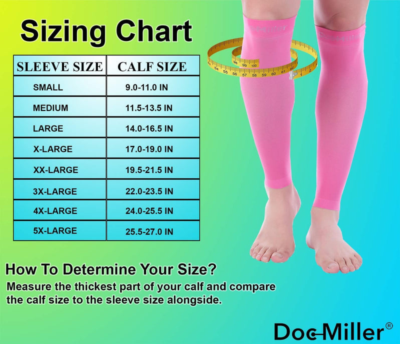 [Australia] - Doc Miller Calf Compression Sleeve Men and Women - 20-30mmHg Shin Splint Compression Sleeve Recover Varicose Veins, Torn Calf and Pain Relief - 1 Pair Calf Sleeves Pink Color - Medium Size 