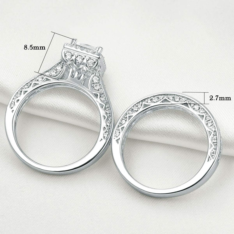 [Australia] - Newshe Engagement Wedding Ring Set for Women 925 Sterling Silver 1.5ct Princess White AAA Cz Sz 5-12 