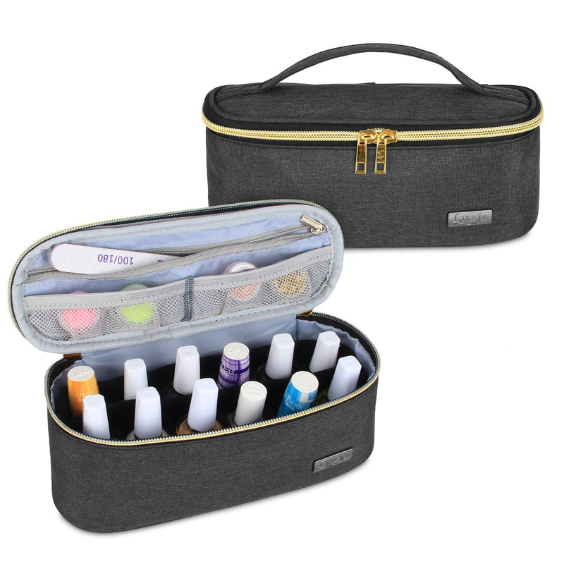 [Australia] - Luxja Nail Polish Organizer - Holds 12 Bottles (15ml - 0.5 fl.oz), Nail Polish Case for Polish and Small Tools, Black 