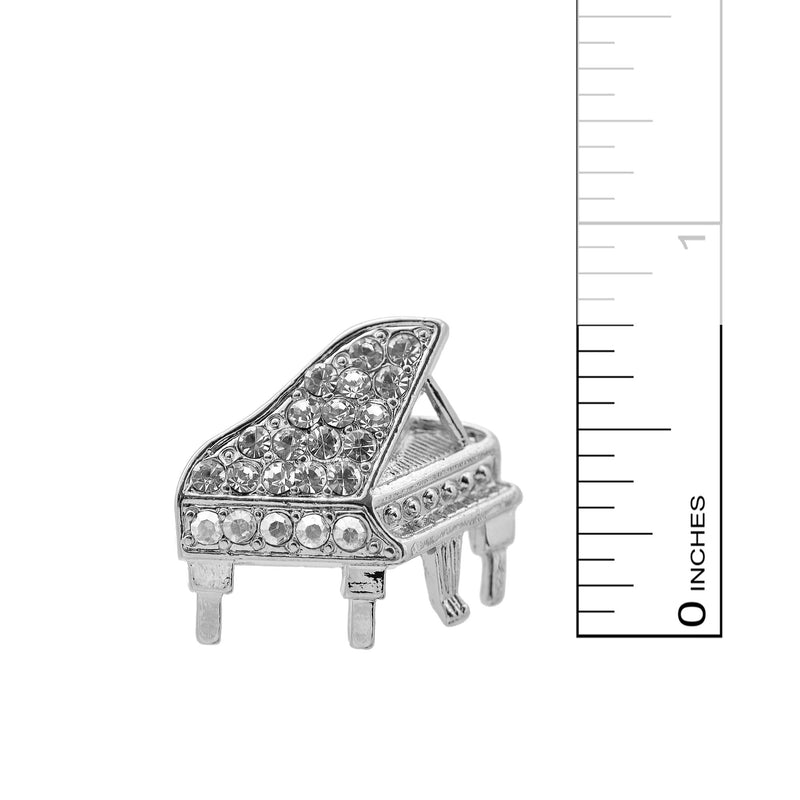 [Australia] - SpinningDaisy Tiny Jewel Crystal Grand Piano Brooch Pin Silver 