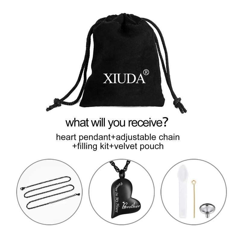 [Australia] - XIUDA Urn Necklace for Ashes Forever in My Heart Pendant Cremation Necklace Stainless Steel Ashes Jewelry for Dad Mom Brother 