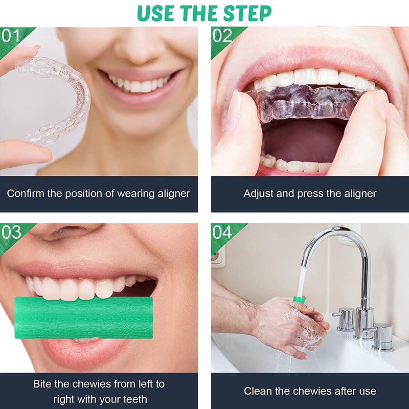[Australia] - 10 Pcs Aligner Chewies Dental Teeth Chewies Resuable Tray Seaters for Orthodontic Trays Chewy Dental Plaque Removal Tool (Green) Green 