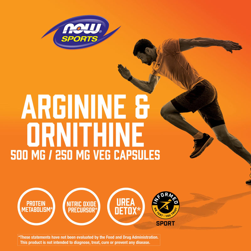 [Australia] - NOW Sports Nutrition, Arginine & Ornithine 500/250 mg, Amino Acids, 250 Veg Capsules 