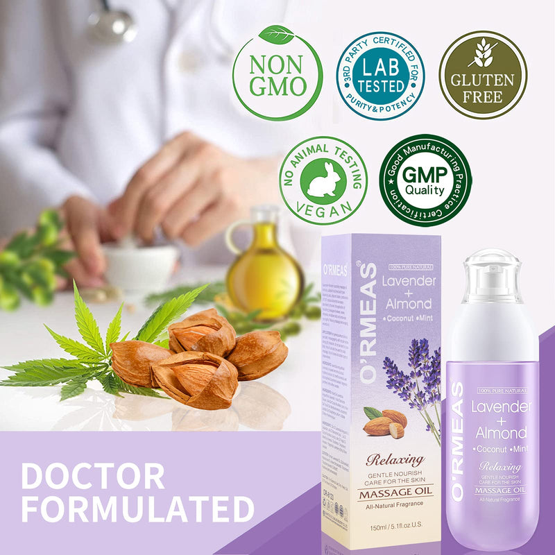 [Australia] - Massage Oil For Warming, Relaxing, Joint Pain Relief Sensual Massage Oil Lavender Almond Peppermint And Coconut Massage Oils For Massage Therapy Moisturizing Body Oil For Men And Women 5.1 Fl.Oz 