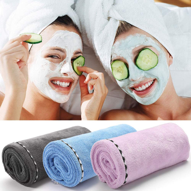 [Australia] - 3 Pack Hair Towel Wrap Turban Microfiber Drying Bath Shower Head Towel with Buttons, Quick Magic Dryer, Dry Hair Hat, Wrapped Bath Cap By Borogo 