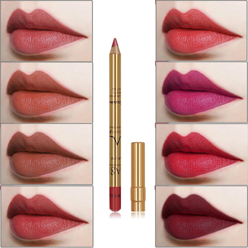 [Australia] - CCbeauty Lip Liner Pencil Makeup Matte Lip Liner Pen Waterproof Long Lasting Lipstick Liner Slim 8 Color Set with Sharpener 